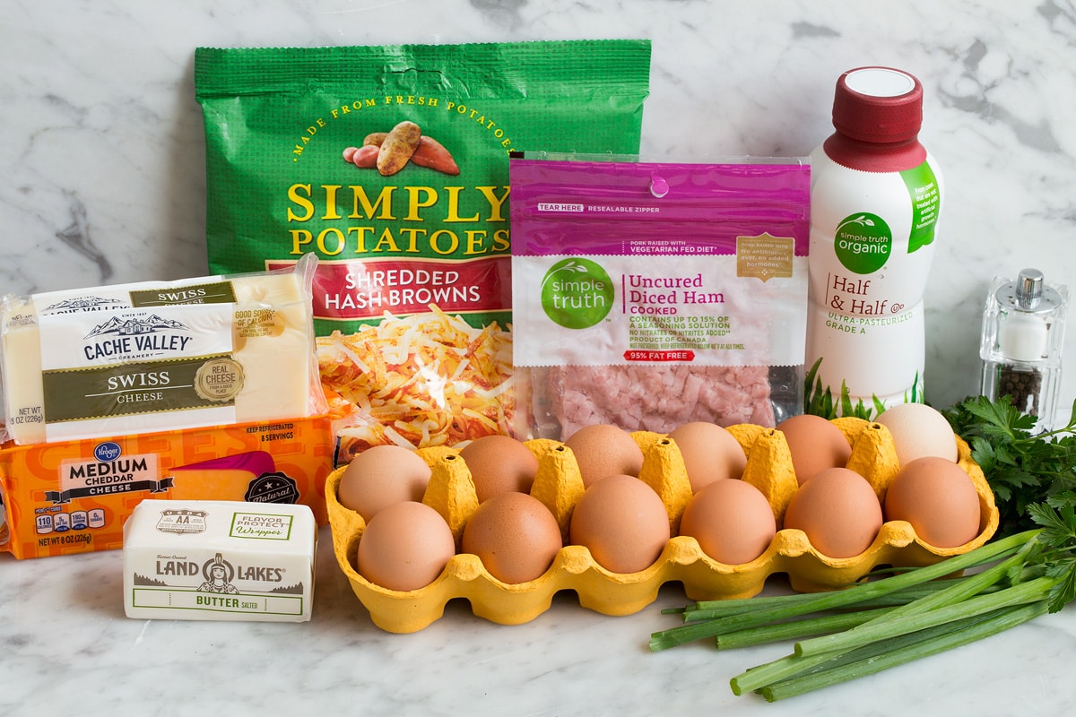 Image of ingredients for breakfast casserole.