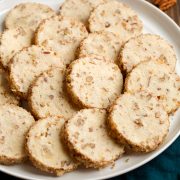 Slice and Bake Cream Cheese Pecan Cookies on a serving plate.
