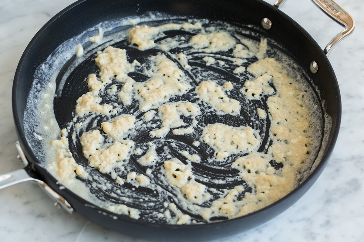 Making a roux in a skillet.