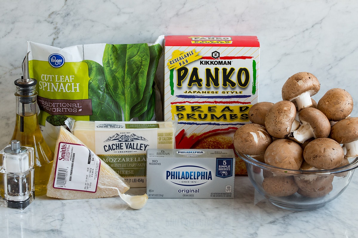 Stuffed Mushrooms Ingredients that go into stuffed mushrooms shown here.