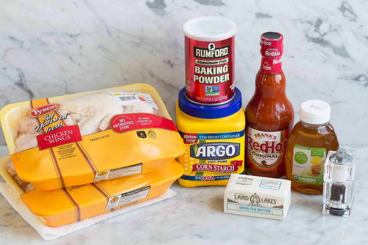 Buffalo Wings Ingredients shown here that are needed to make buffalo wings and sauce.