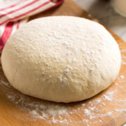 Ball of homemade pizza dough.
