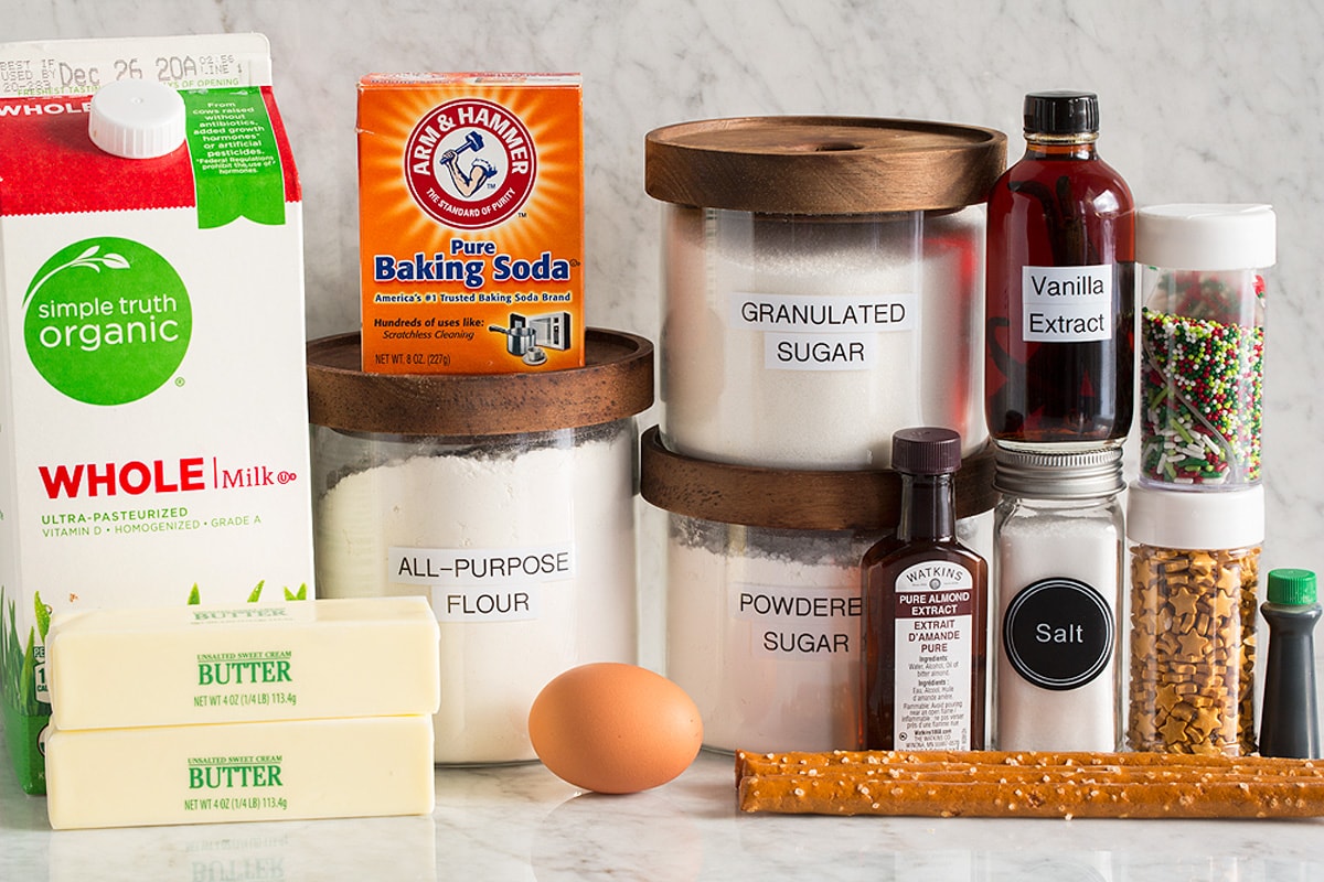 Christmas Tree Cookies Image of ingredients used in making Christmas tree cookies.