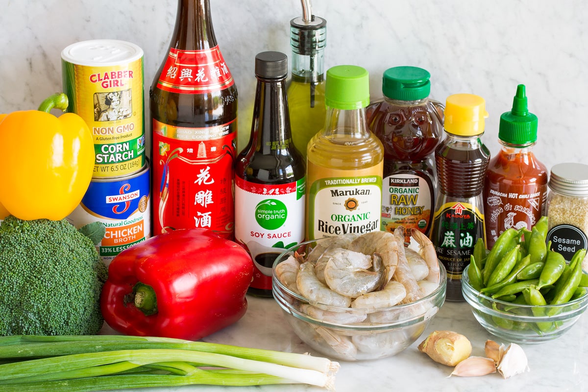 Shrimp Stir Fry Shrimp stir fry collection of recipe ingredients.