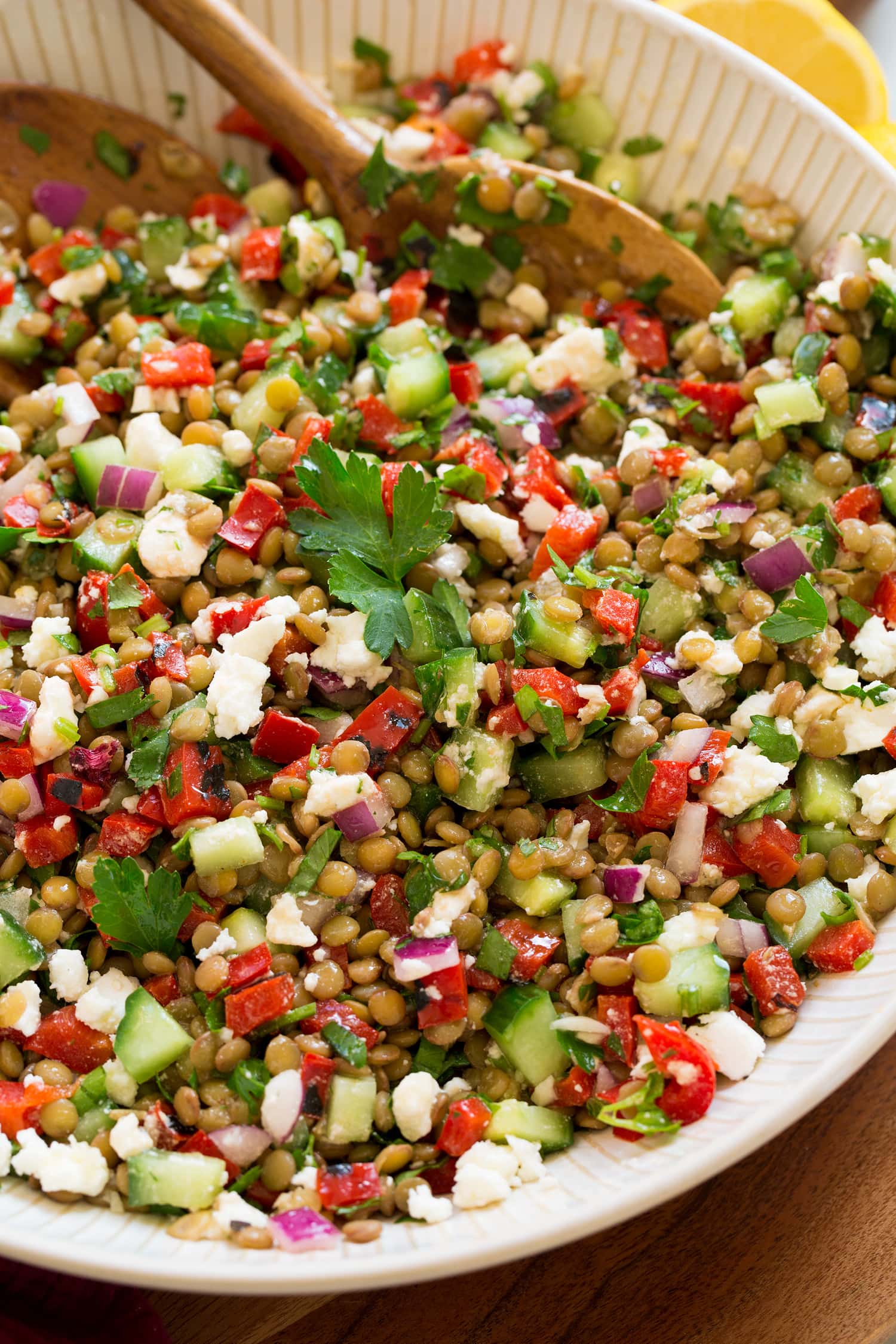 Lentil Salad Lentil salad close up photo.