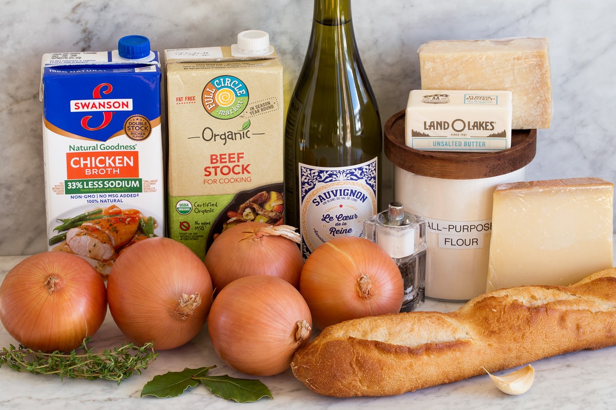 French Onion Soup Photo of ingredients needed for french onion soup.