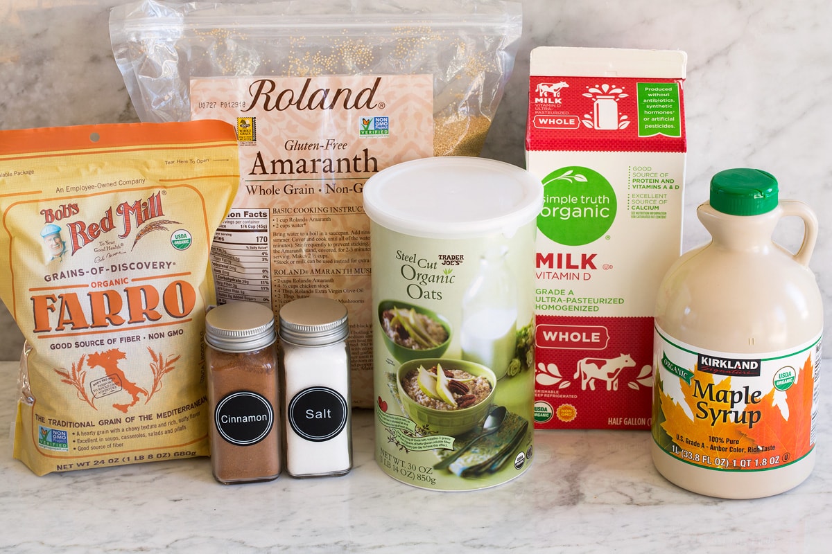 Ingredients needed to make multigrain porridge.