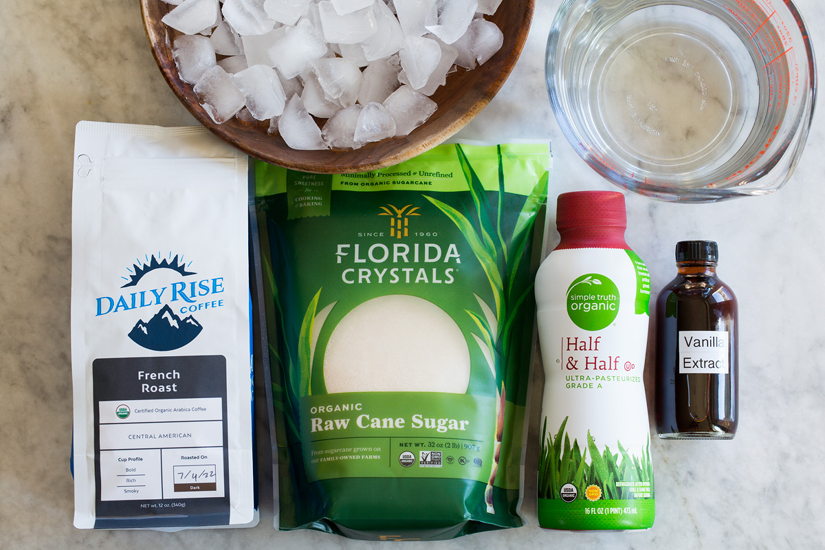 Iced Coffee Ingredients needed to make iced coffee.