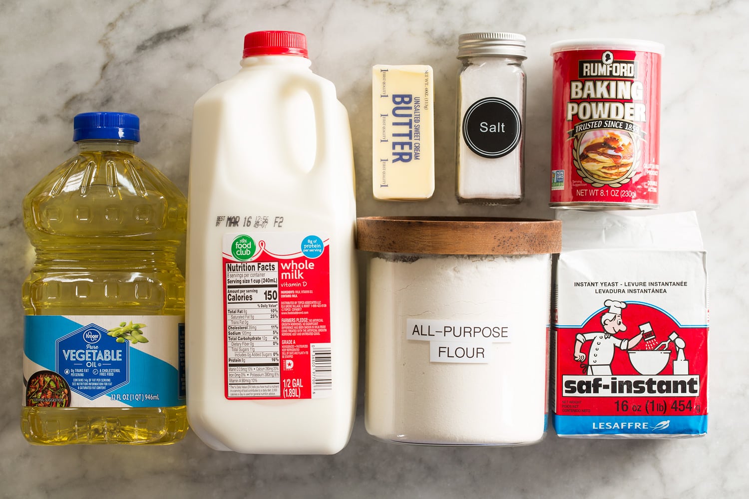 Ingredients needed to make indian fry bread.