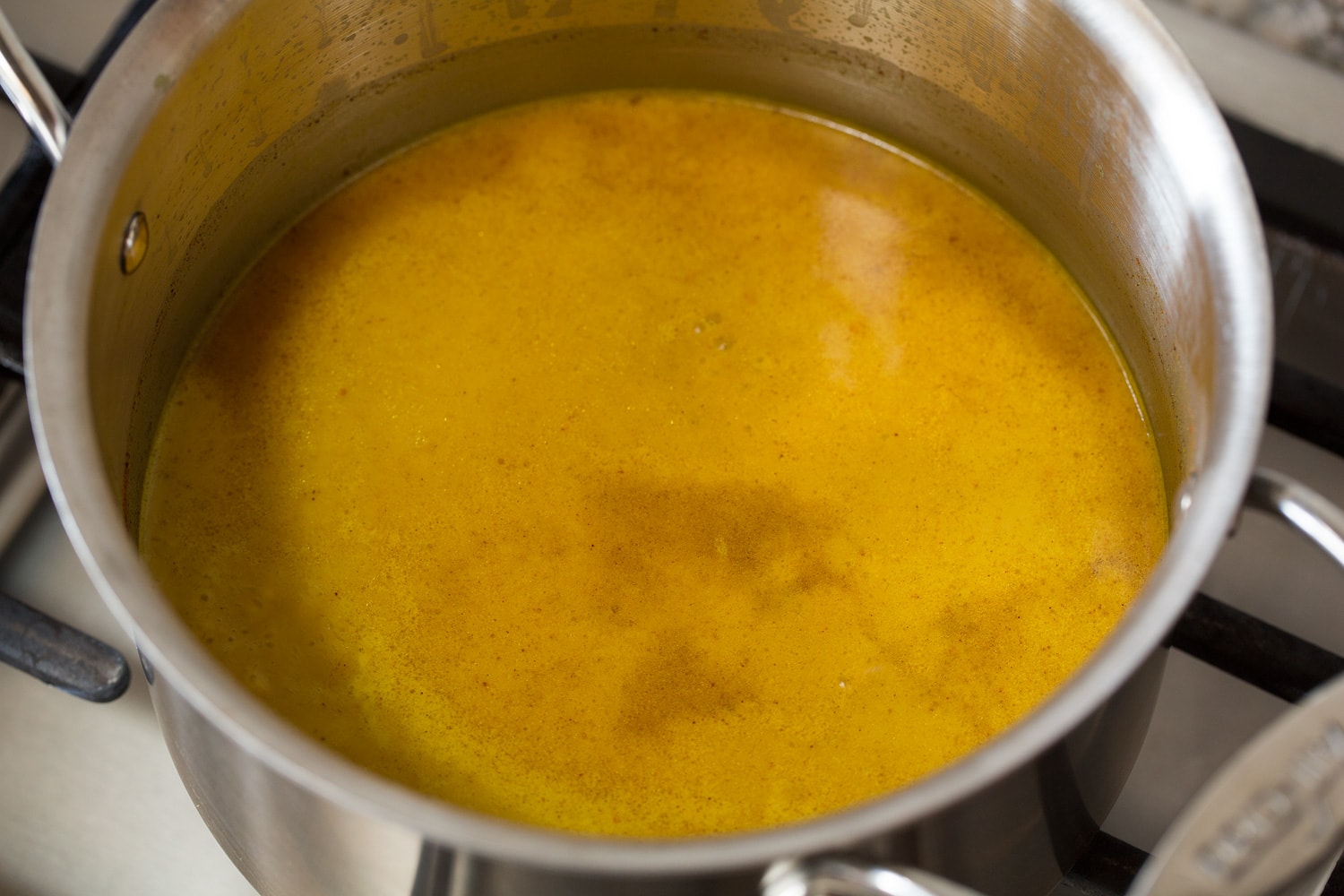 Golden Milk Completed milk in pan.