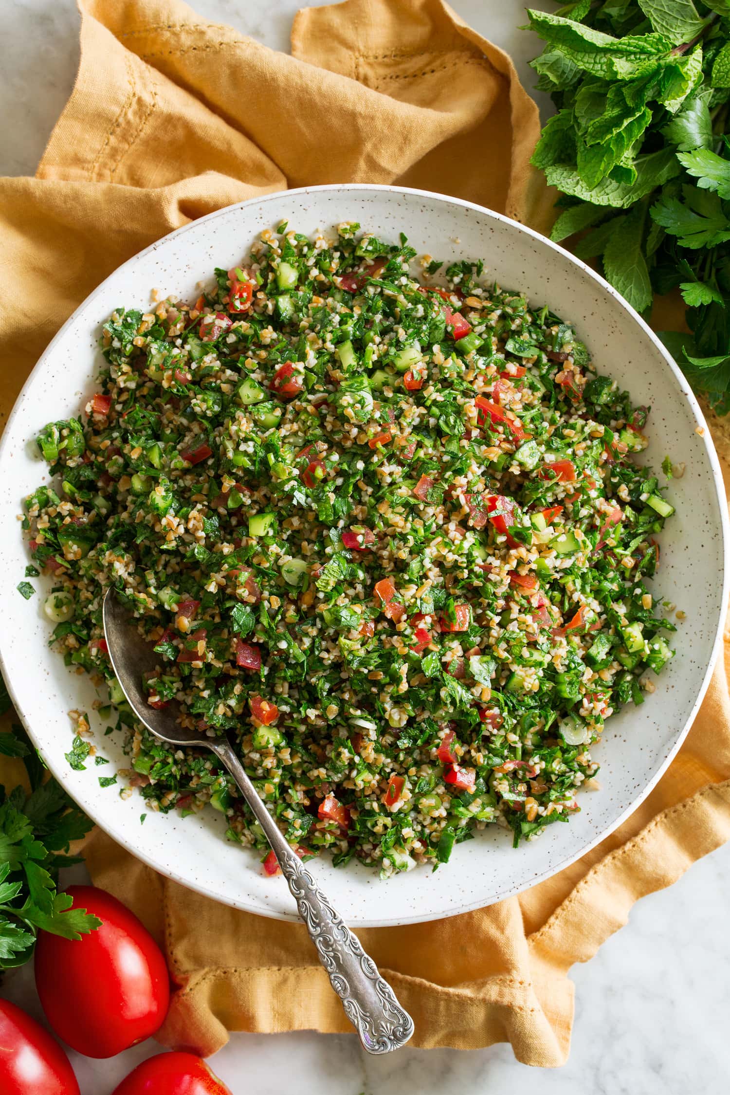 Tabbouleh Parsley mint tomato bulgur tabbouleh.