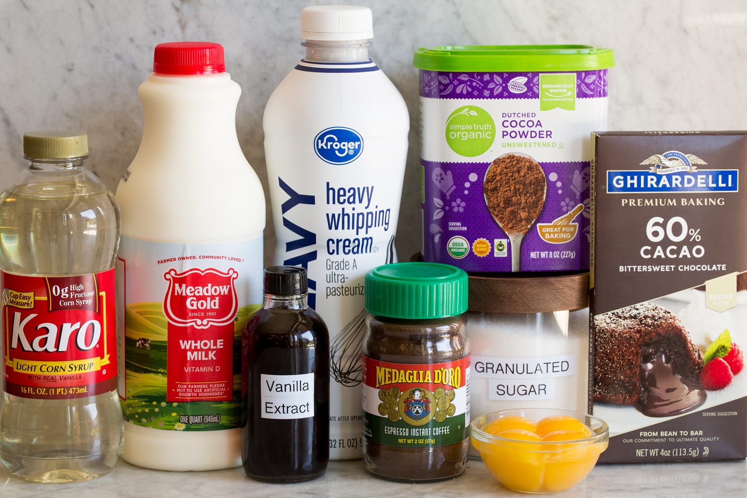 Homemade Chocolate Ice Cream Ingredients needed to make homemade chocolate ice cream.