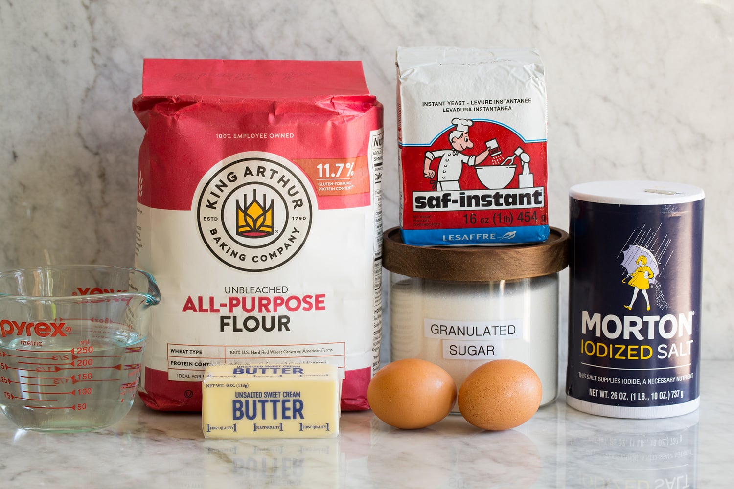 Ingredients used to make burger buns.