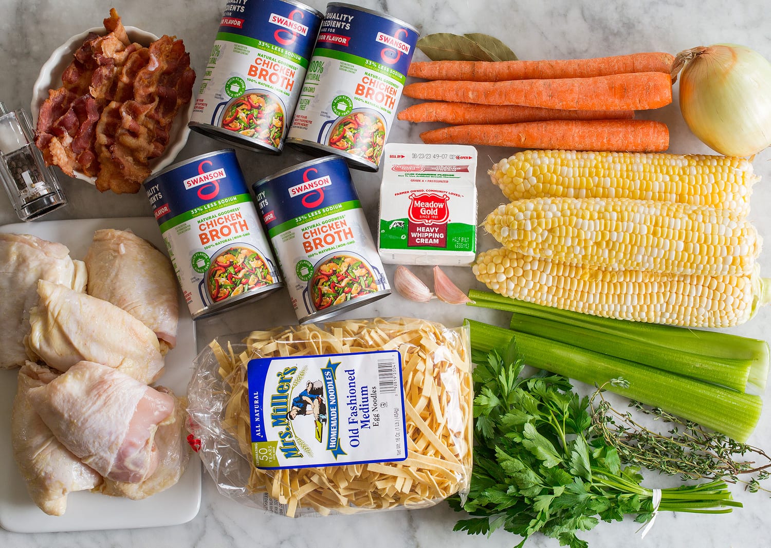 Chicken Corn Soup Ingredients needed for chicken corn soup.