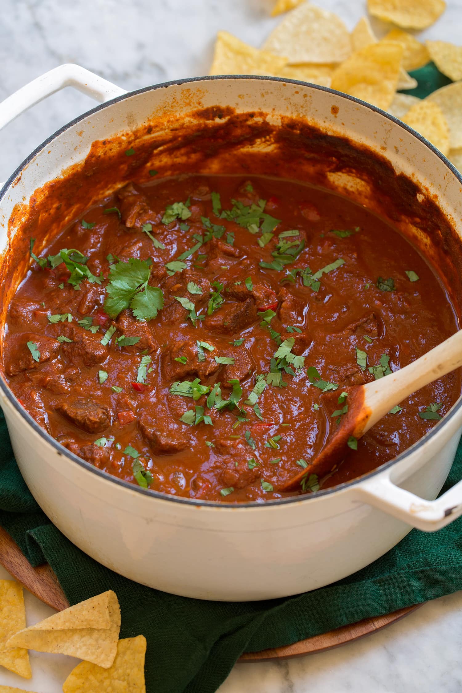 Chili con Carne Pot filled with Texas style chili con carne.