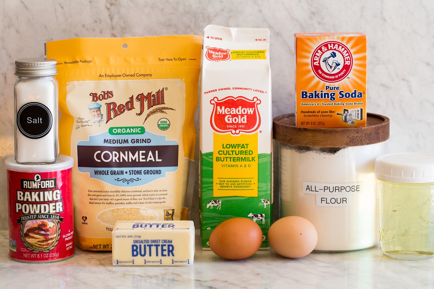 Southern cornbread recipe ingredients.