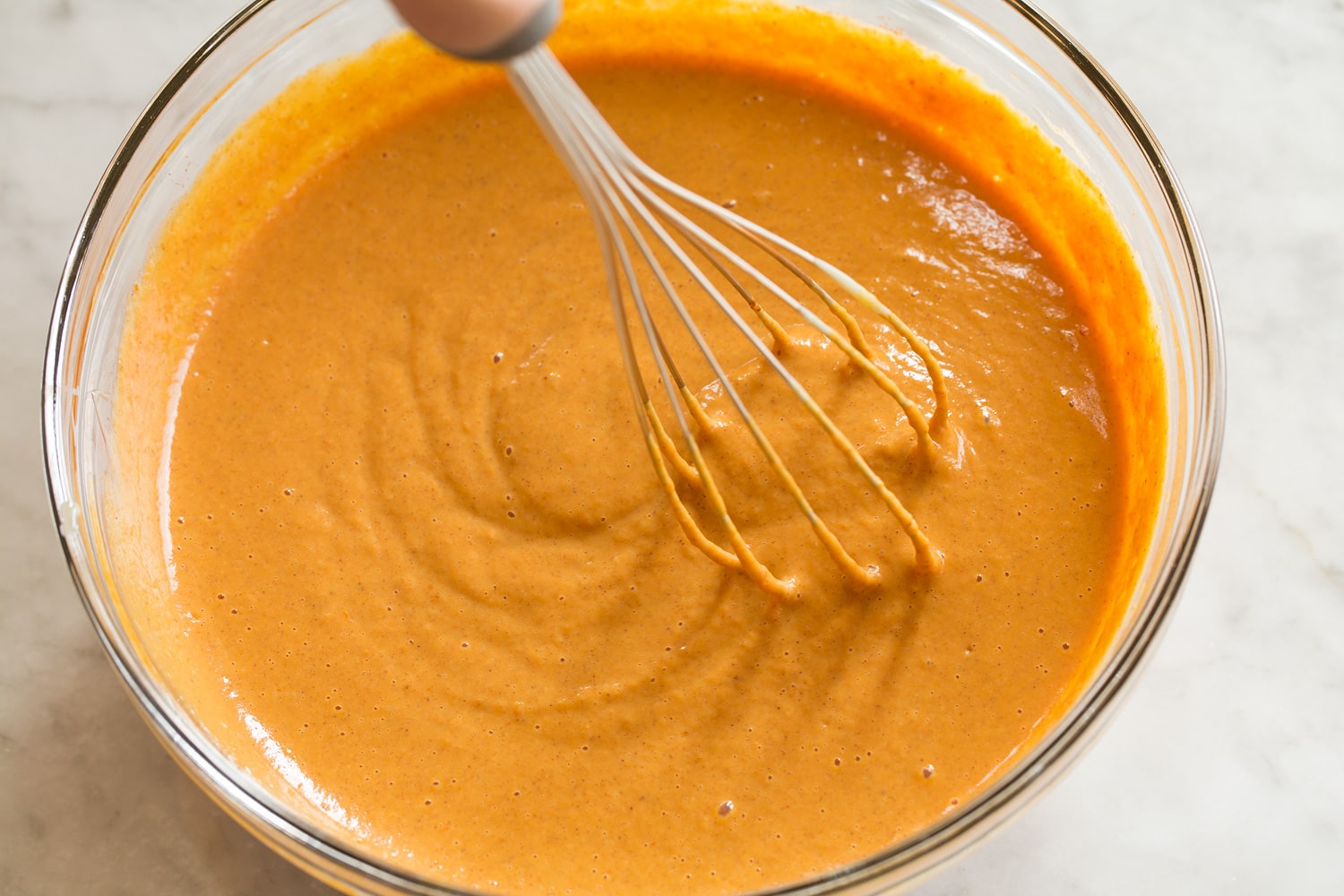 Pumpkin pie filling after mixing.