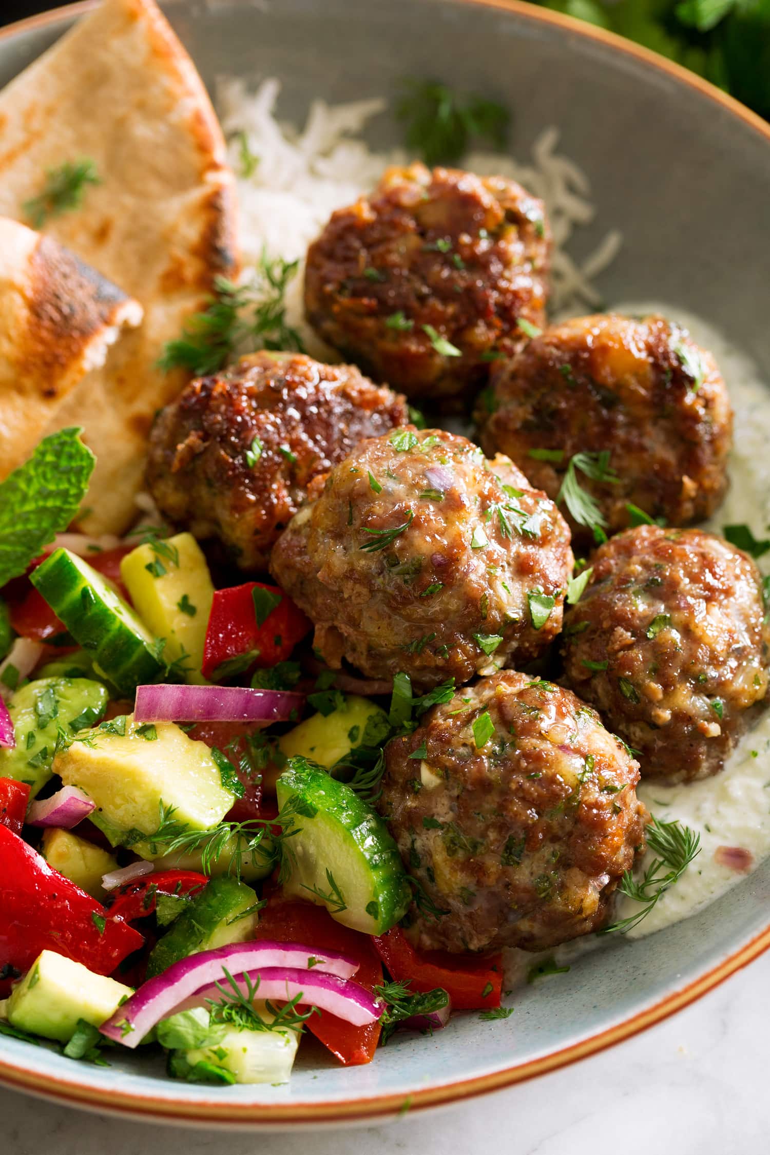 Greek Meatballs Close up photo of keftedes.