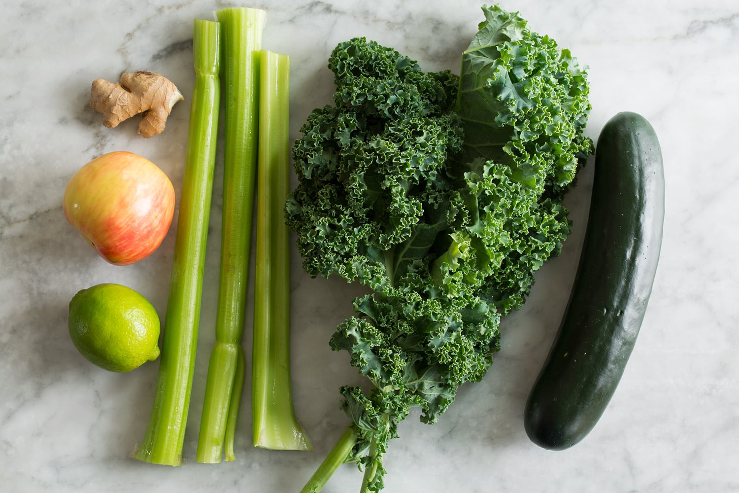 Green Juice Ingredients needed to make a green juice recipe.