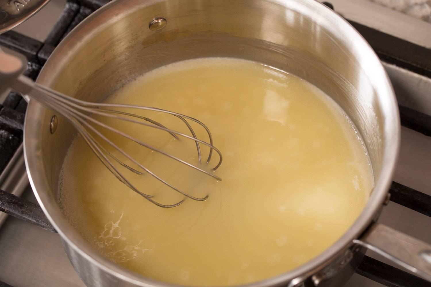 Buttermilk Syrup Buttermilk syrup ingredients melted together.