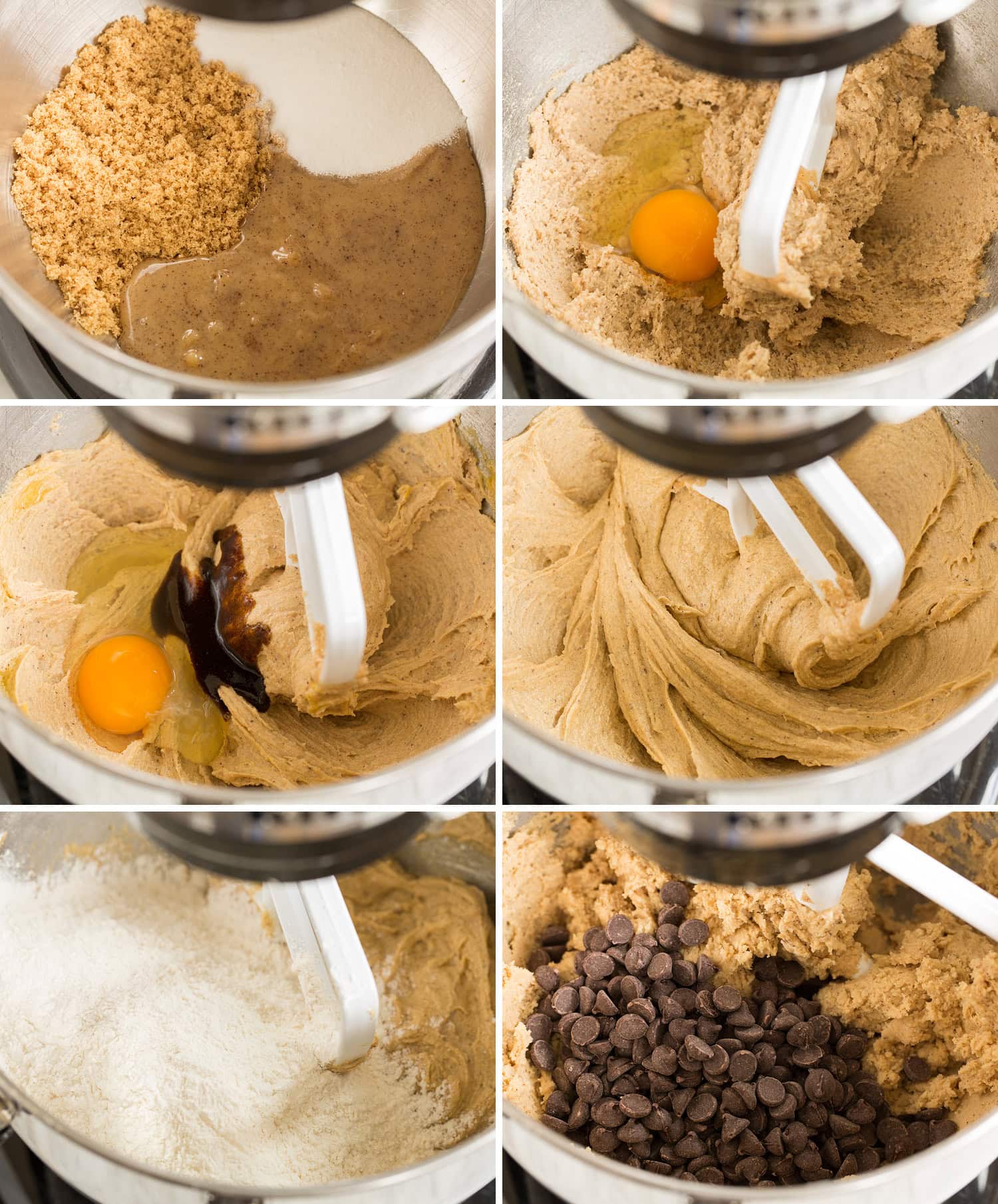 Making cookie dough mixture with browned butter.