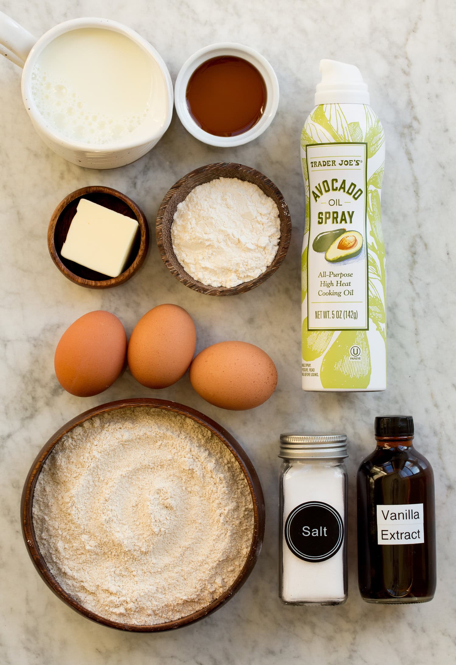 Oat Crepes ingredients used to make oat flour crepes.