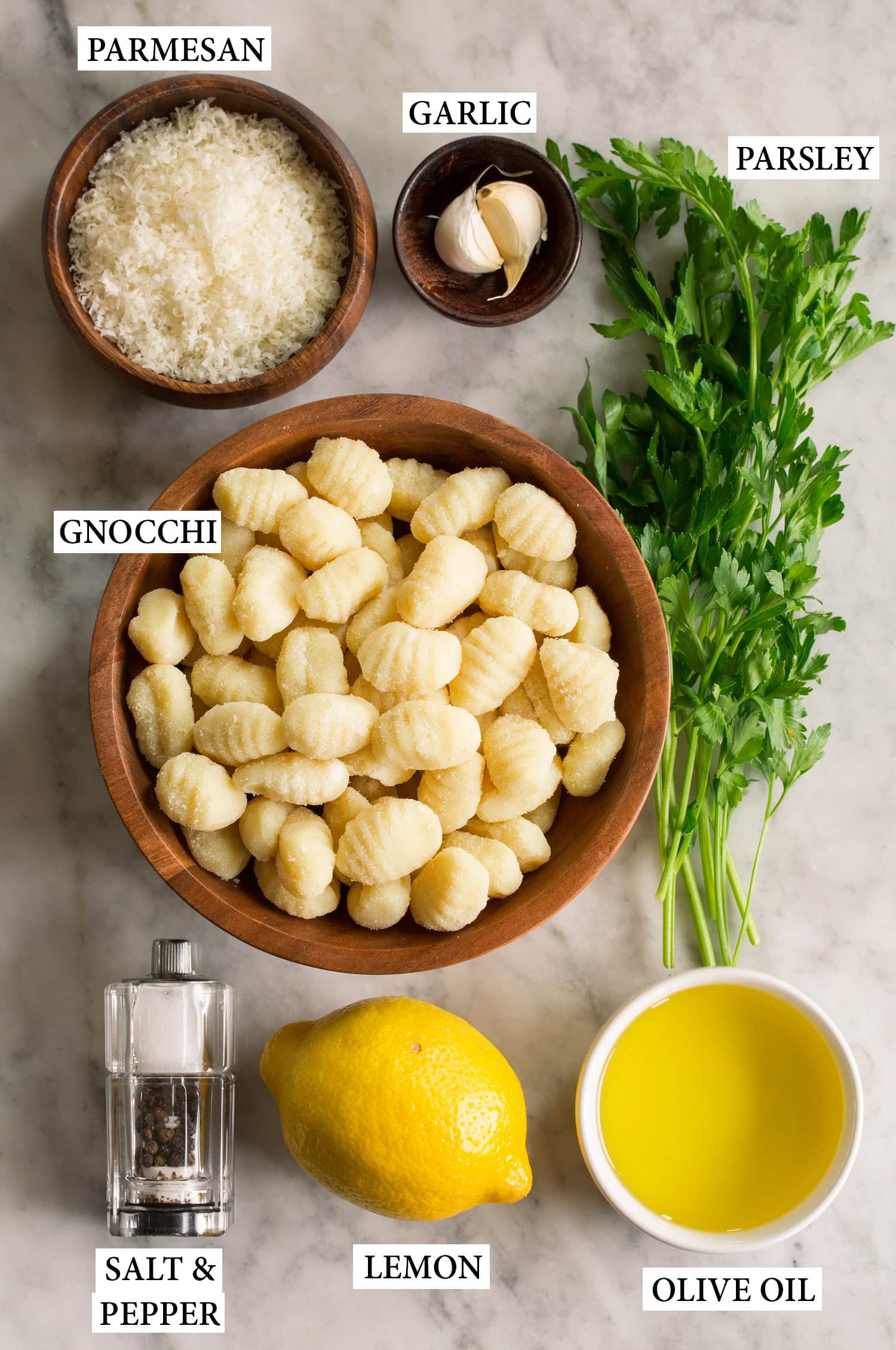 Pan Fried Gnocchi Ingredients used to make pan fried gnocchi.