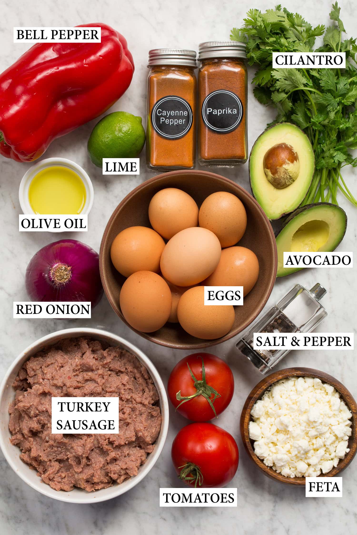 Breakfast Bowls Ingredients used to make a breakfast bowl.