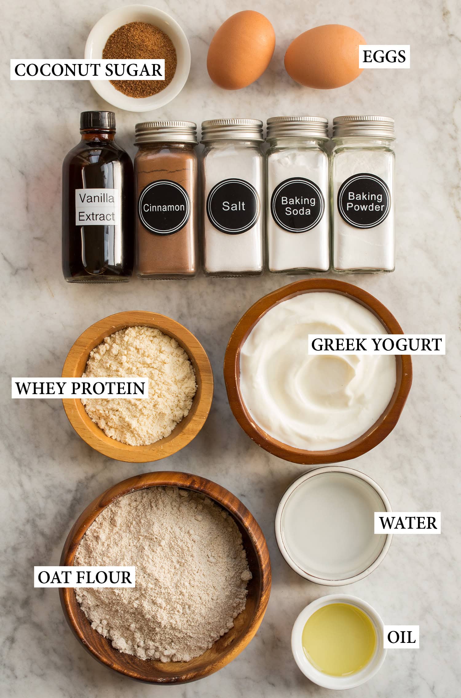 Ingredients used to make protein pancakes.