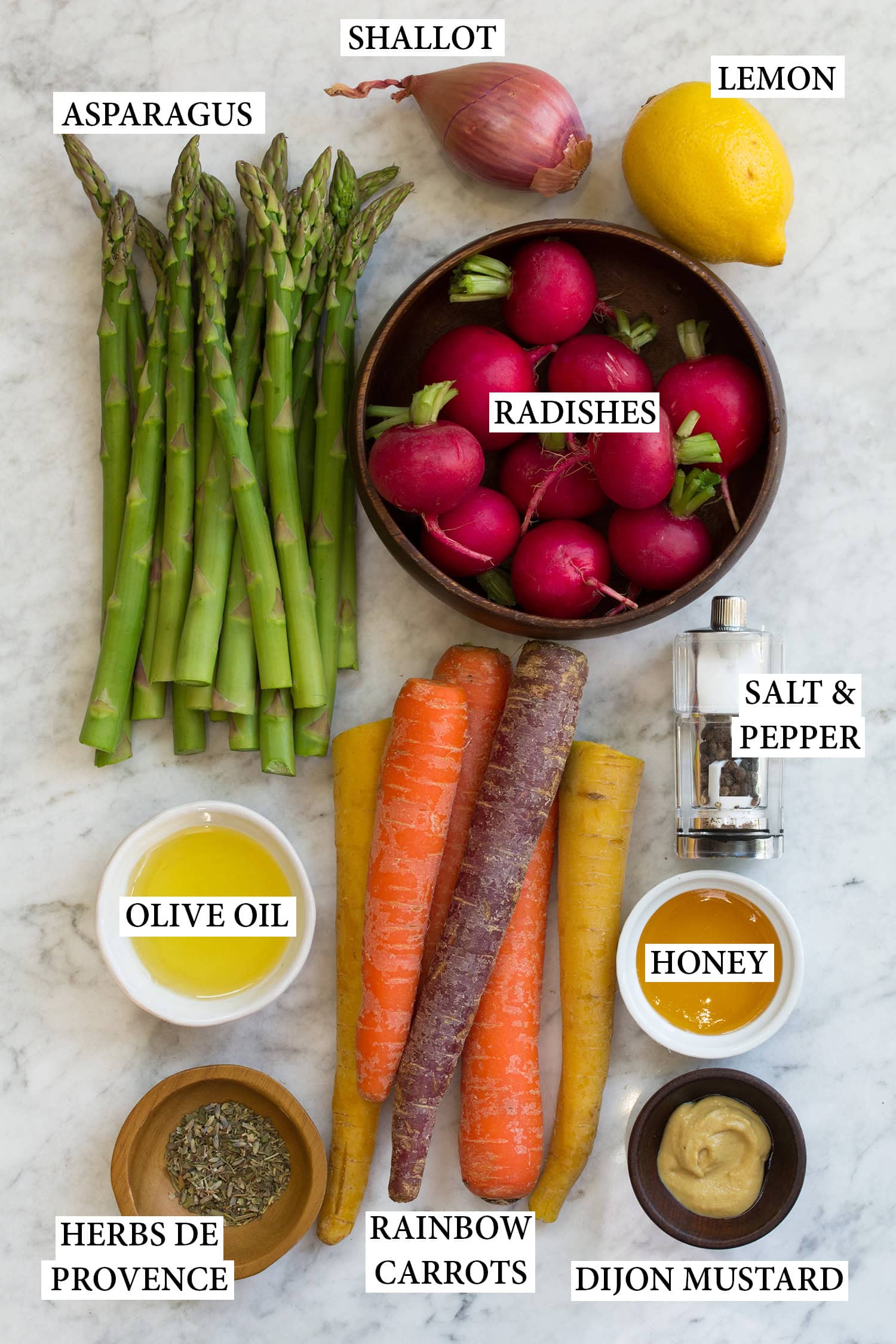 Ingredients used for roasted vegetables.