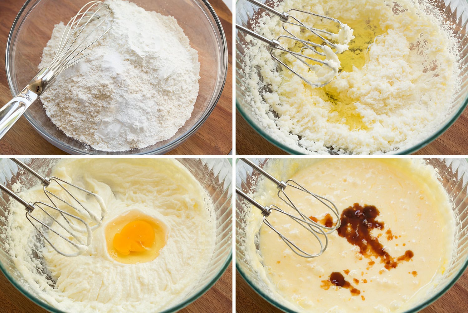 First steps of making a vanilla cake batter for a flag cake.