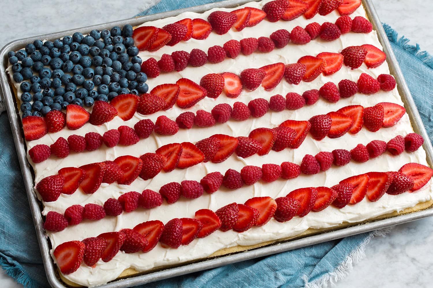 Completed American flag cake.