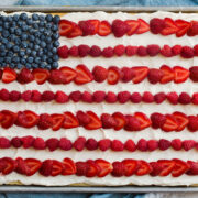 Overhead photo of a whole flag cake.